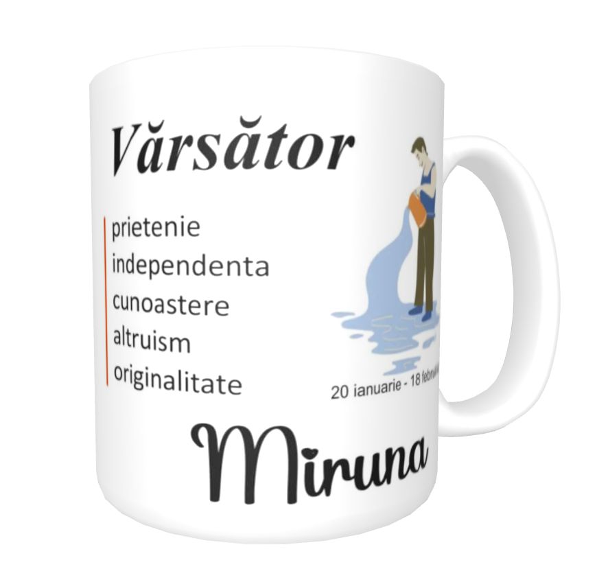 Cană zodiac ” VARSATOR” personalizată cu nume