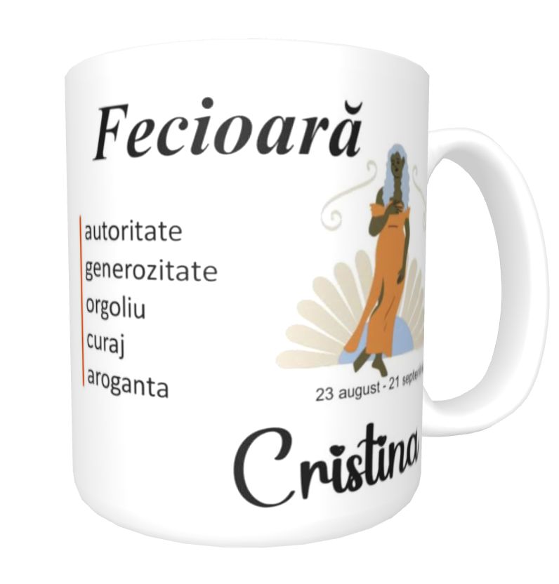 Cană zodiac ” FECIOARA” personalizată cu nume