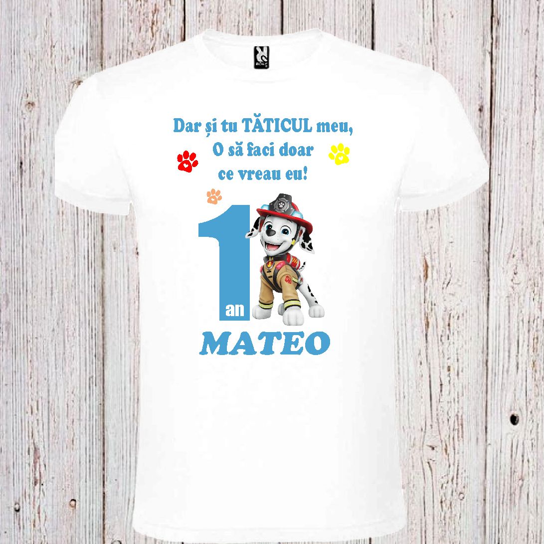 Set 2 tricouri si body pentru aniversare 1 an, ”Patrula catelusilor” - imagine 2